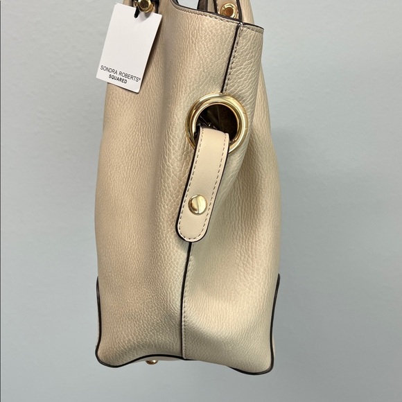 Sondra Roberts Squared | Stone Vegan Leather Tote Satchel Shoulder Bag - Picture 3 of 10